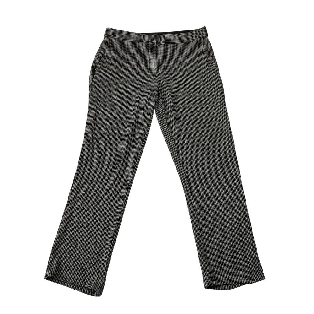 Theory Testra 2B Knit Houndstooth Ankle Pants Size 6 Midrise Slim Straight Leg
